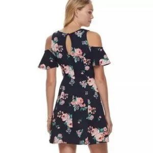 Almost Famous Brand Floral Navy Juniors Dress XS